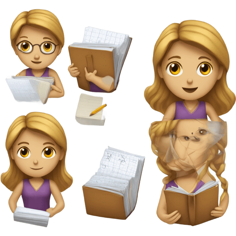 une filles qui jette son cahier de maths emoji