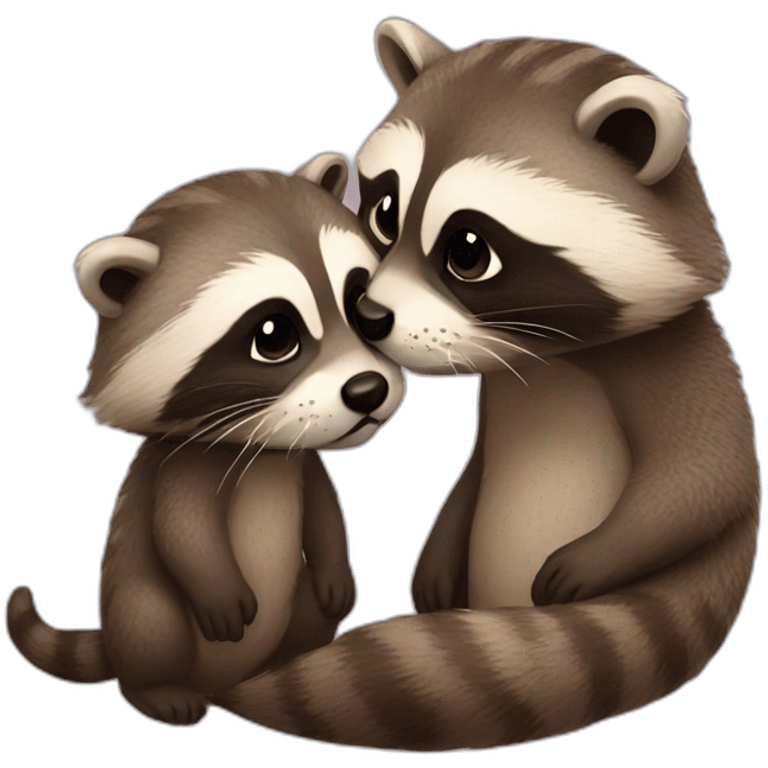 Racoon otter kissing emoji