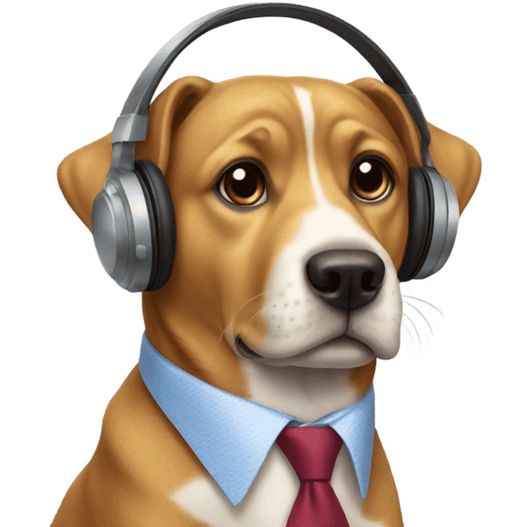 Dog wearing tie and headphones emoji