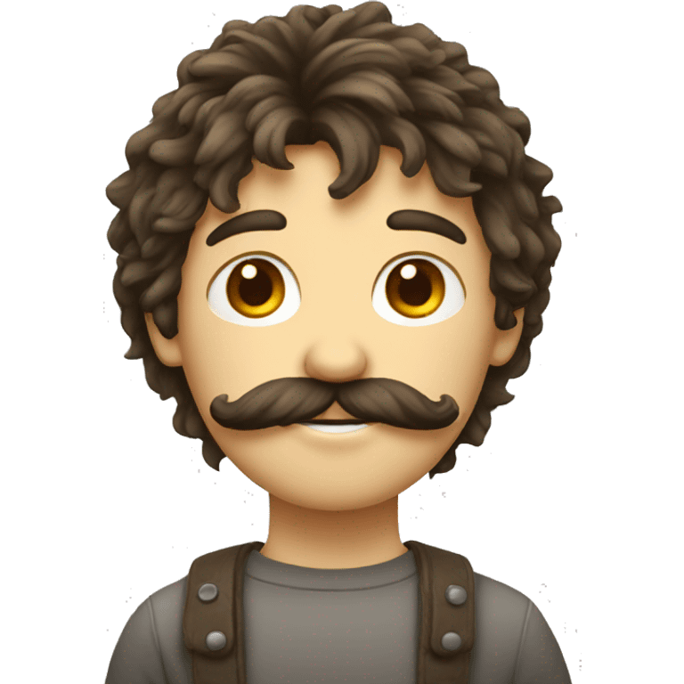 Long shaggy hair boy and moustache emoji