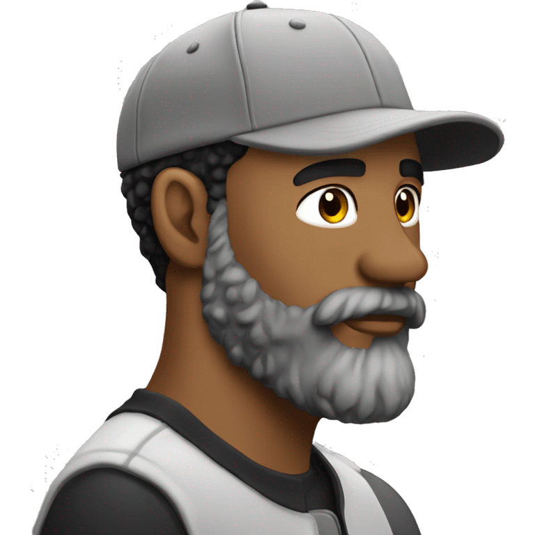 Brown guy Baseball cap on backwards grey and black beard with earrings  emoji