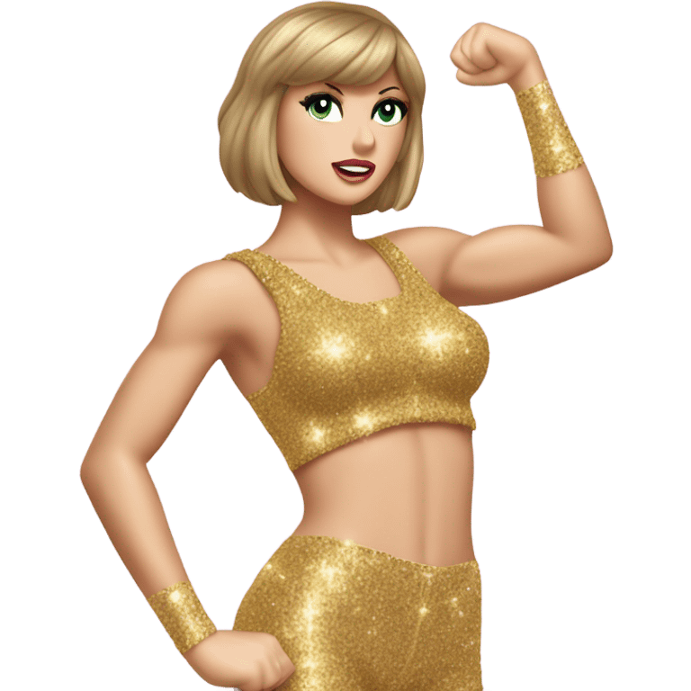  Taylor swift flexing big muscles in glitter costume emoji