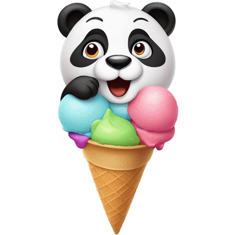 Panda eating ice cream emoji