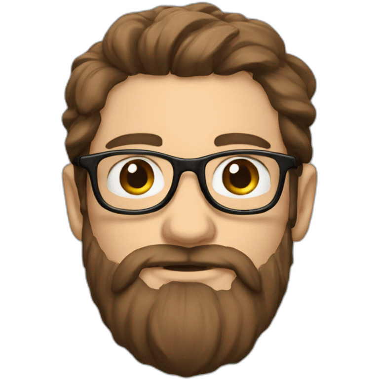 guy with very tall beard and side brown hair and glasses emoji