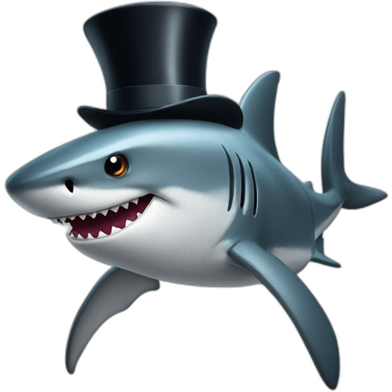 Shark with a top hat emoji