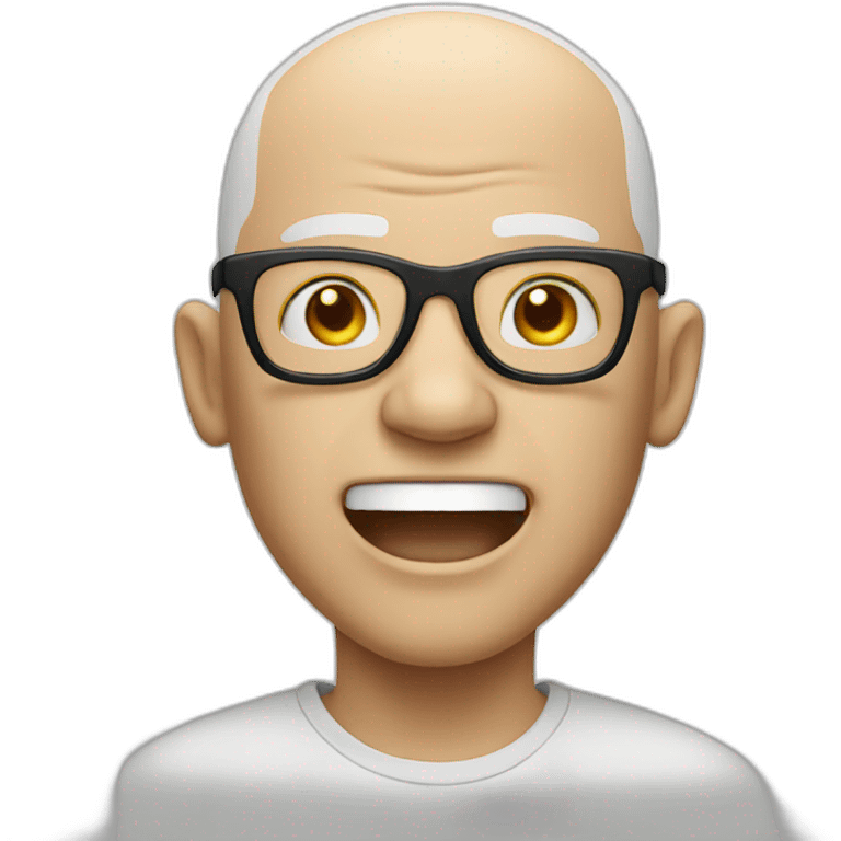 white bald man with glasses screaming emoji