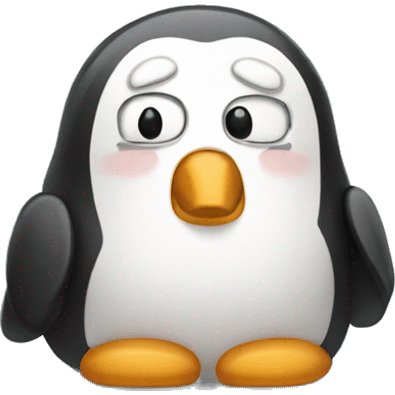 super exhausted pengiun emoji