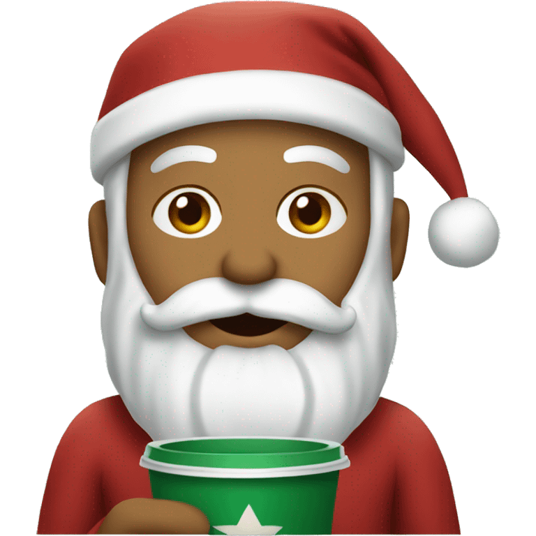 Santa drinking Starbucks emoji