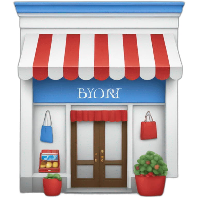 store in the color scheme white blue red emoji