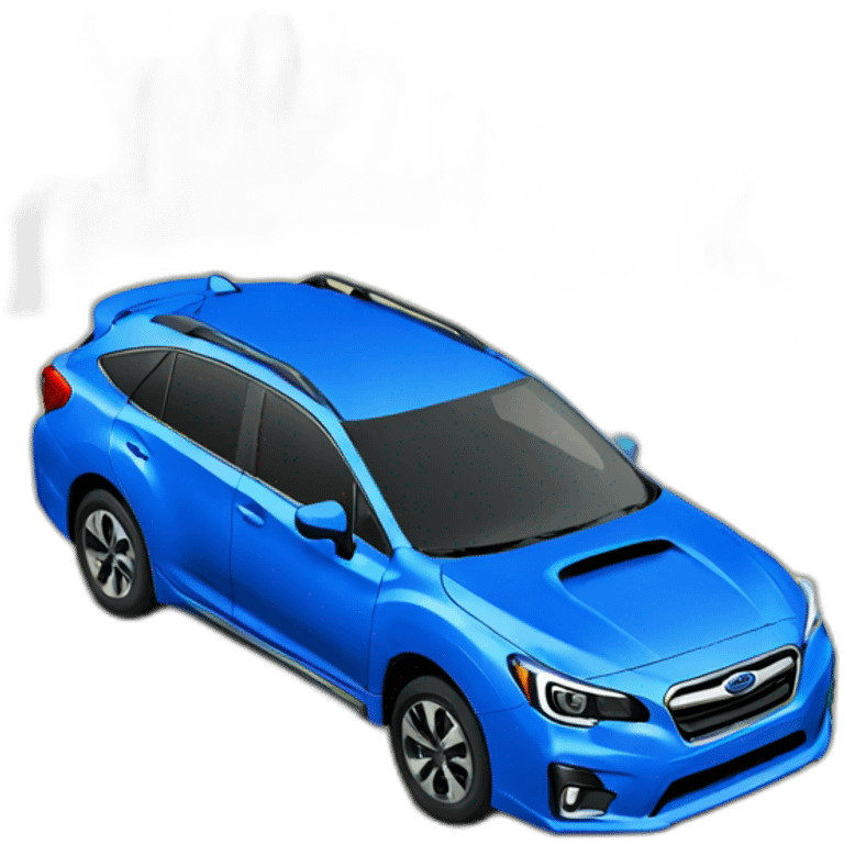 a blue subaru surrounded by trees emoji