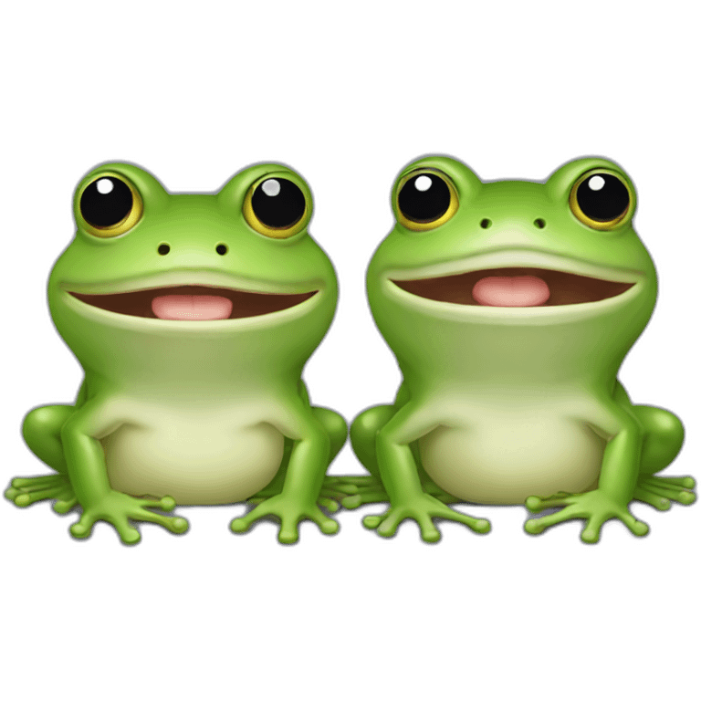 two frogs looking to each other one with preopened mouth emoji