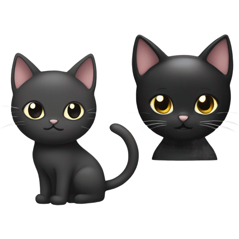 black cat and white cat kawaii style  emoji