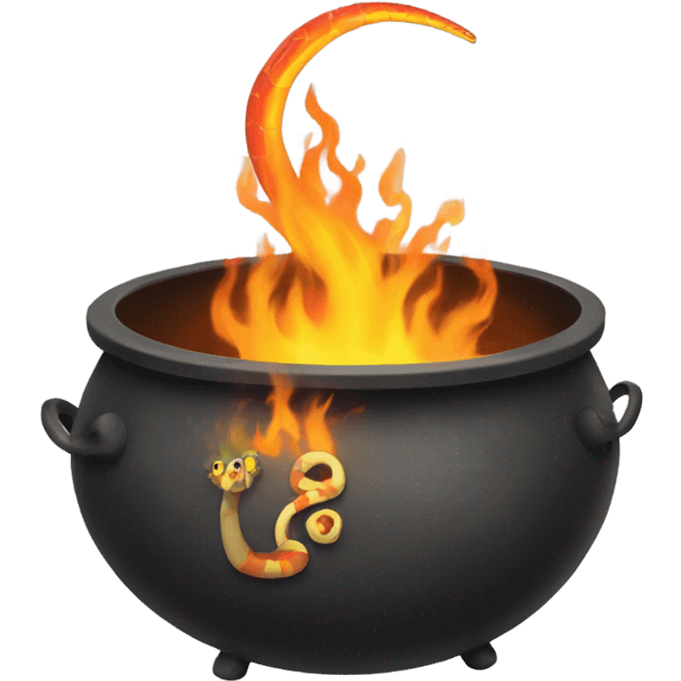 Cauldron with a fire snake that is inside emoji