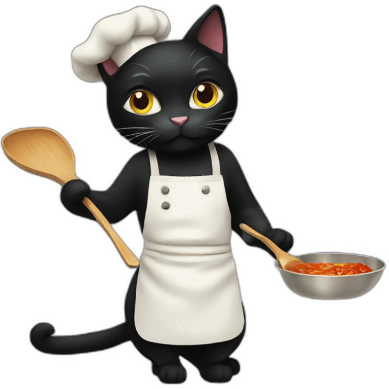 black cat cooking emoji