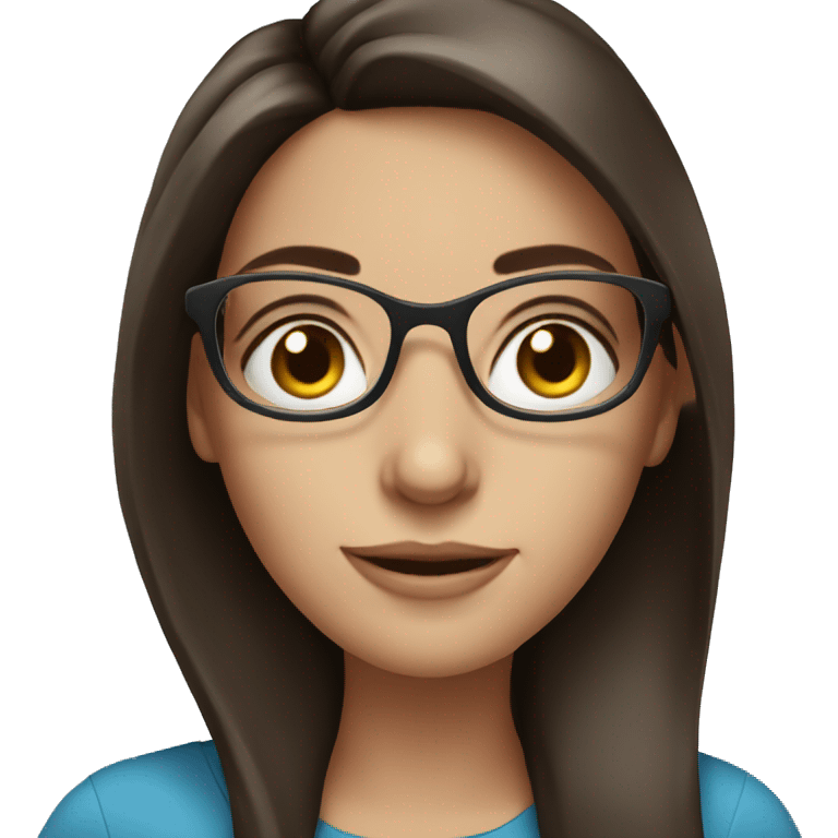 Brunette girl blue eyes smiling with glasses  emoji