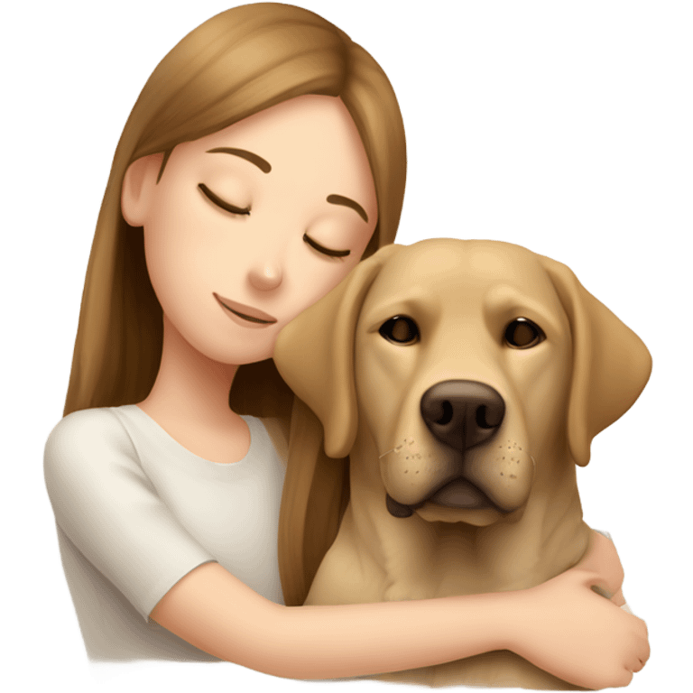 Dog labrador and girl whit bronw hair sleep emoji