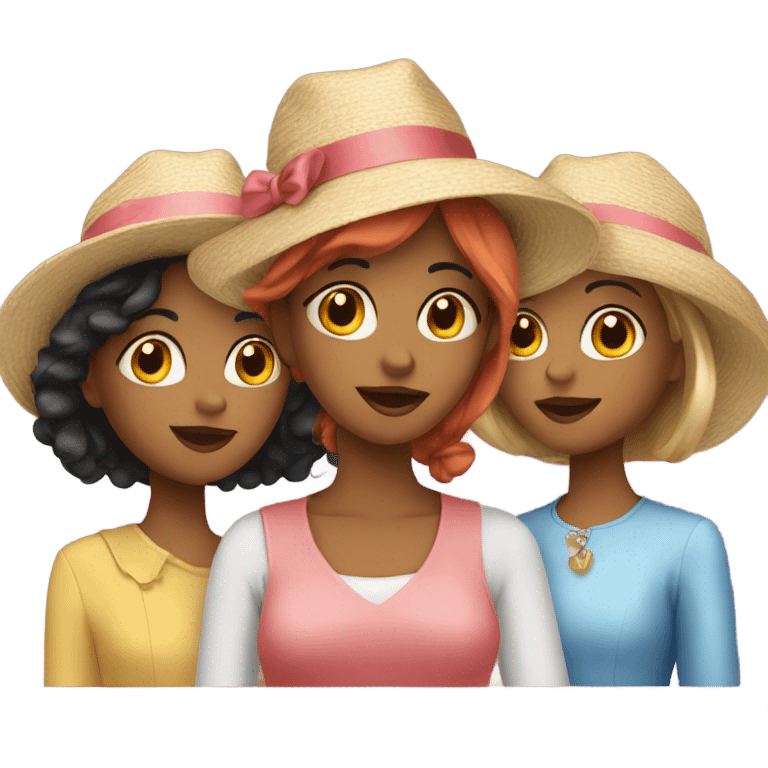 3 girls in hats and dresses emoji