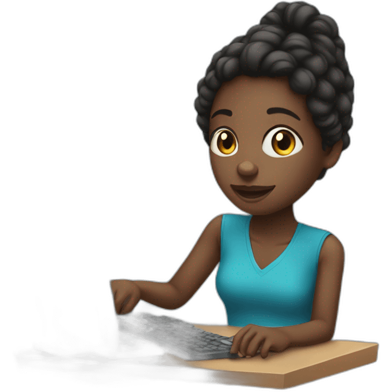 black girl with a computer emoji