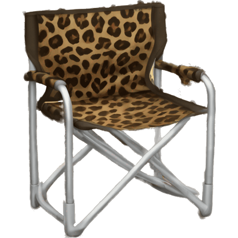 Realistic leopard print pattern camping folding chair isolated.  emoji