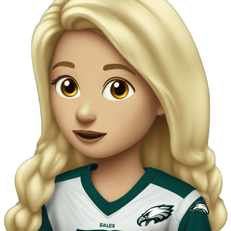 Blonde girl child wearing eagles jersey  emoji