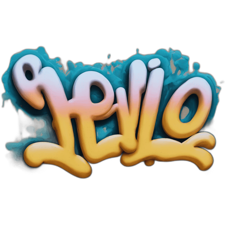 graffiti of the words "Hello" emoji