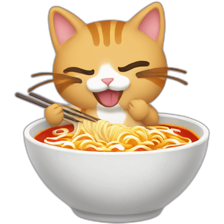 cat eating ramen, contour, shirt design emoji