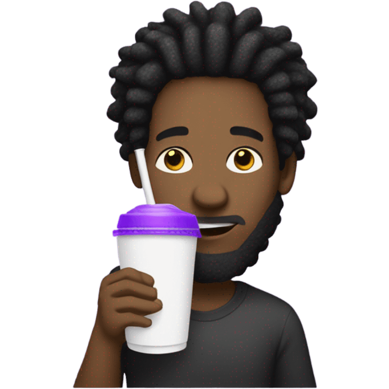 black man with dreadlocks holding a styrofoam cup filled with purple liquid  emoji