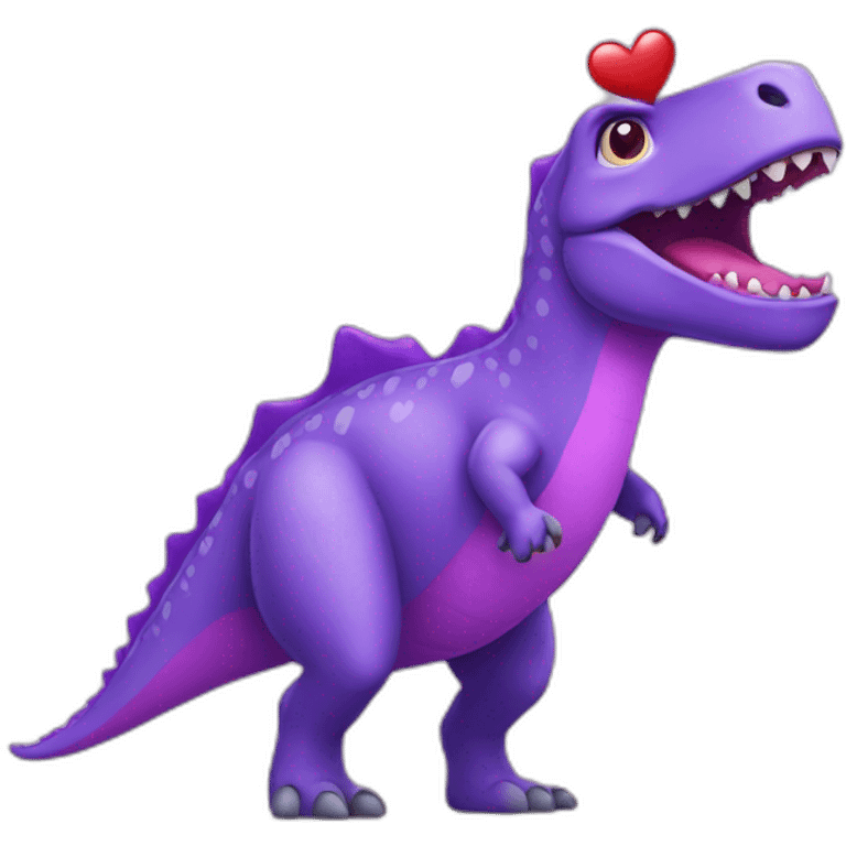 purple dinausor with heart  emoji