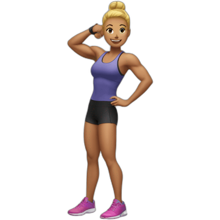 Gigached posing for fitness competition emoji