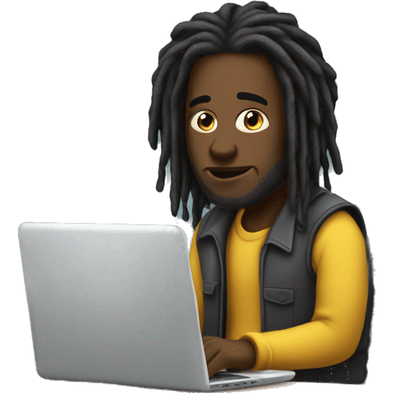 Black-guy-with-dreads-sitting-down-on-chair facing-right-handsided -focused-on-laptop-computer- emoji