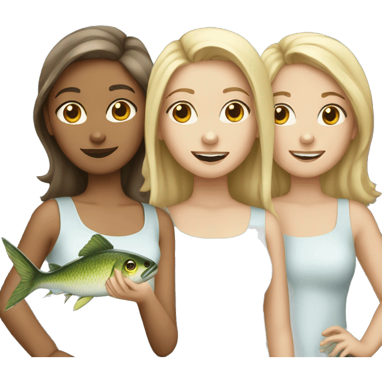 Three white girls with fish emoji