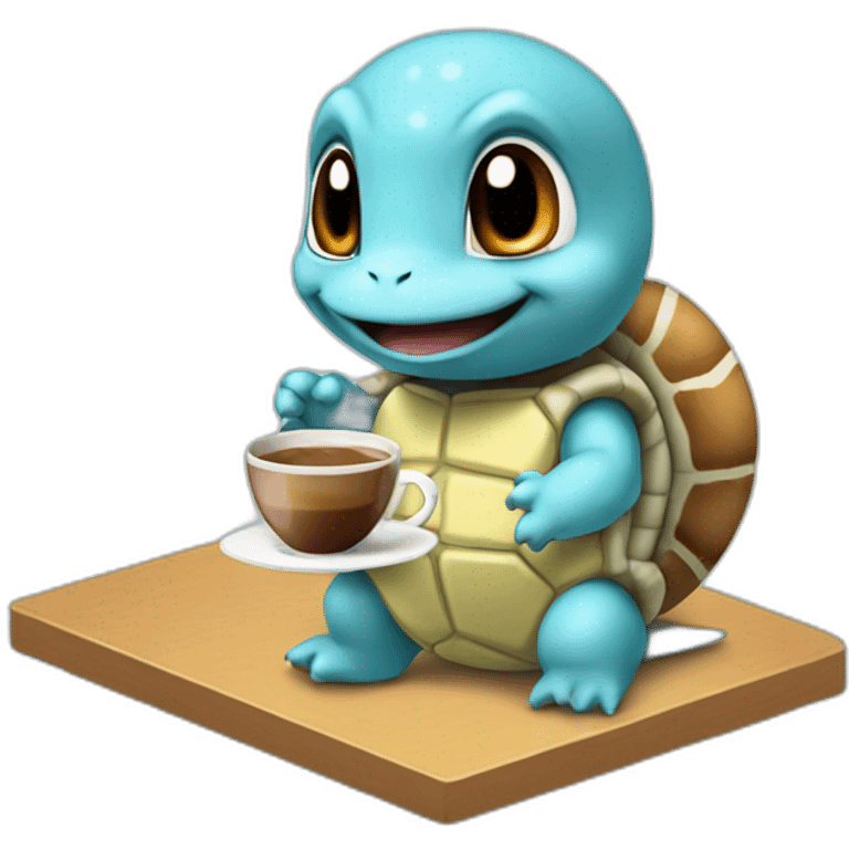 Squirtle having coffee emoji