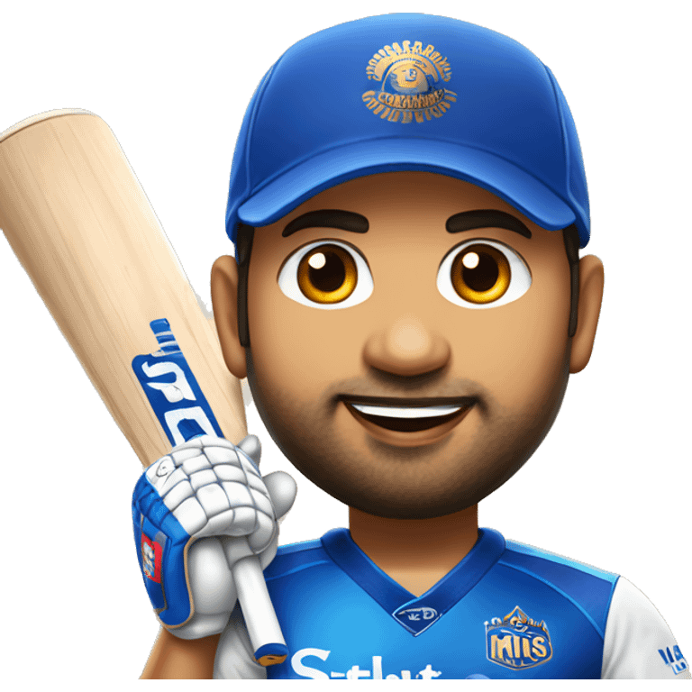 Indian cricketer rohit sharma wearing mumbai indians jersey emoji