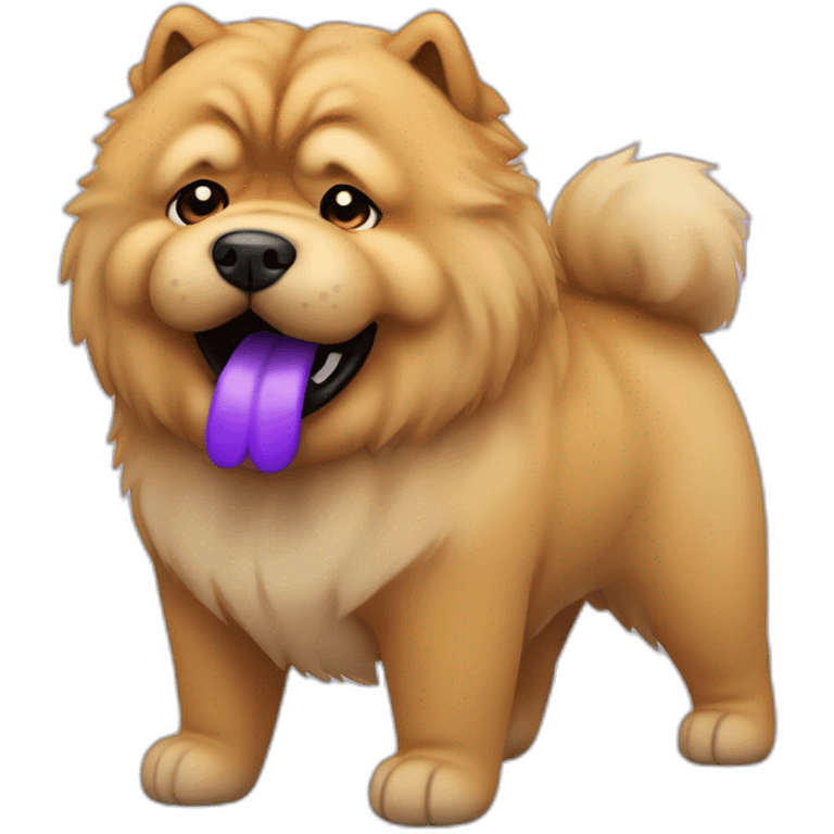 Chow chow dog with purple tongue emoji