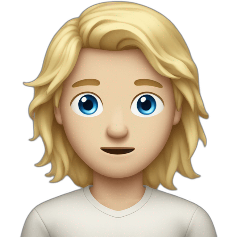 Frowning blue-eyed teen-ager boy with long blond hair emoji