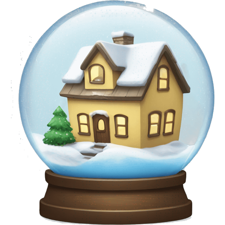 snow globe with a house inside and snowing emoji