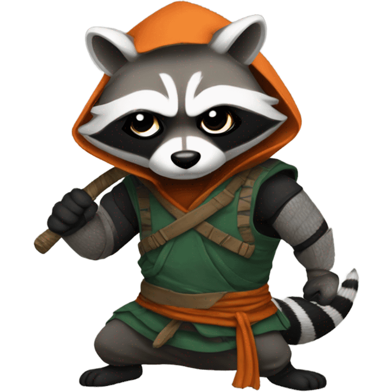 A raccoon in a ninja outfit emoji