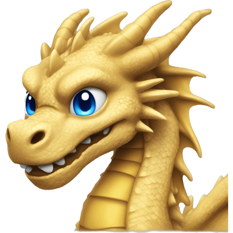 Sandy Golden dragon with blue eyes cool emoji