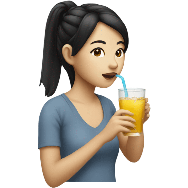 Pretty Asian girl drinking emoji