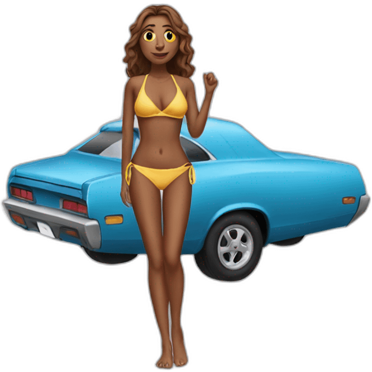 Bikini girl outside the car emoji