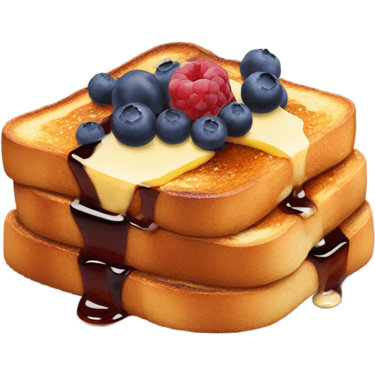 french toast with blueberries, maple syrup, and butter on top emoji