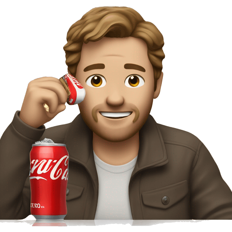 white man with brown hair editing a video and drinking a coke emoji