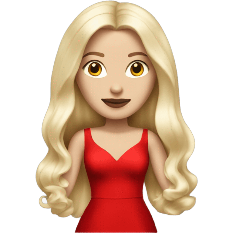 white blonde woman in red dress and high heels long hair Louboutin heels emoji