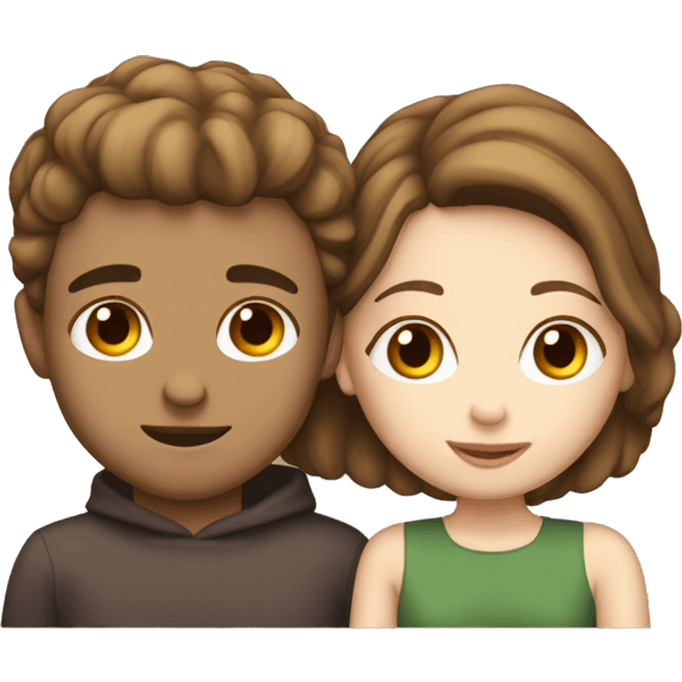 Young white skinned brown hair couple kissing  emoji