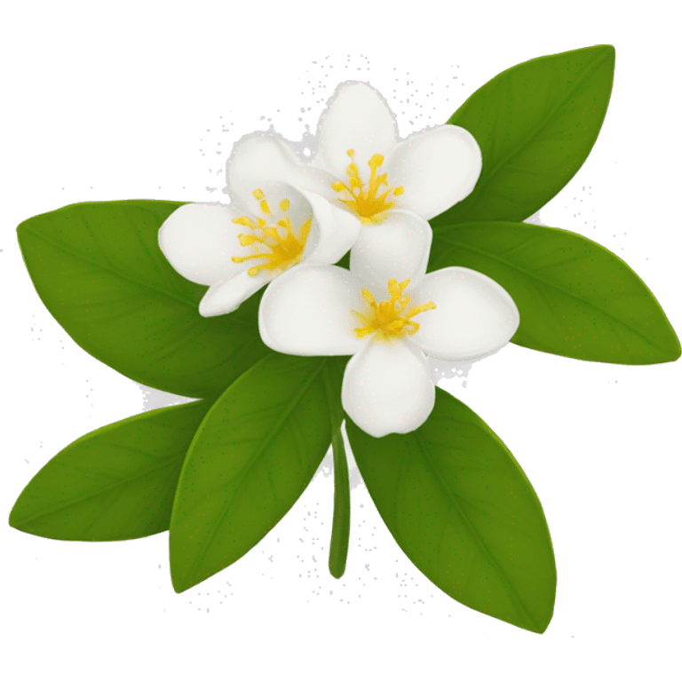  Jasmine flowers with white petals and yellow center of petals with stamens. emoji