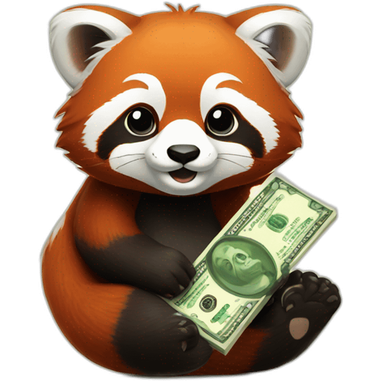 red panda holds the money emoji