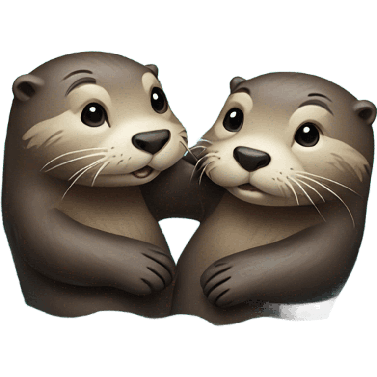 Two otters holding hands floating in water emoji