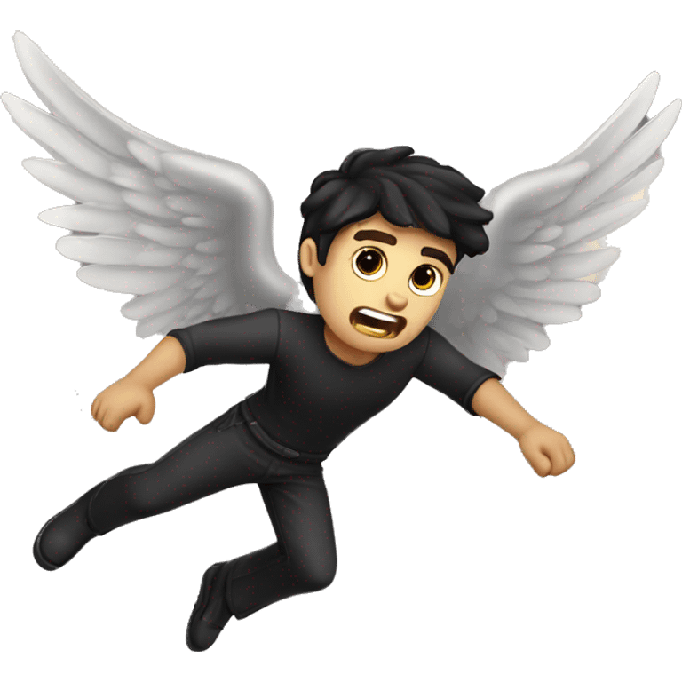 dark angel falling from the sky, caucasian dark haired man emoji