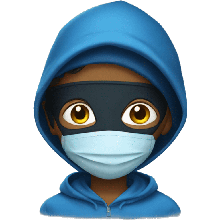 A boy in Blue hoody with mask emoji