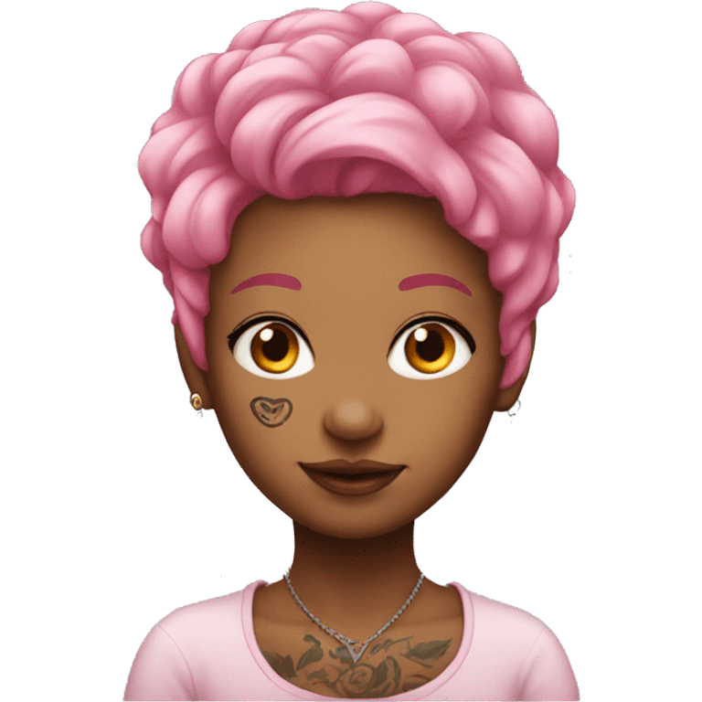 pink hair girl with neck tattoo emoji